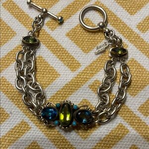 Elegant Silver and Blue Bracelet